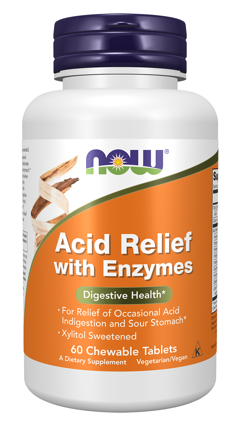 NOW Supplements, Acid Relief with Enzymes, Digestive Health*, 60 Chewables