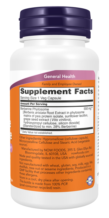NOW Foods Berberine Phytosome, Supports Glucose Metabolism*, 60 Veg Caps