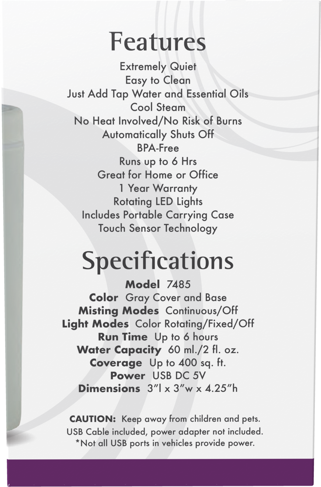 NOW Solutions, Portable, Travel USB Ultrasonic Aromatherapy Oil Diffuser