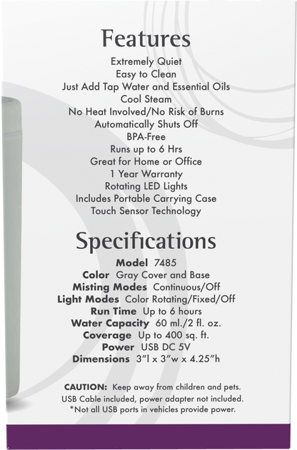 NOW Solutions, Portable, Travel USB Ultrasonic Aromatherapy Oil Diffuser