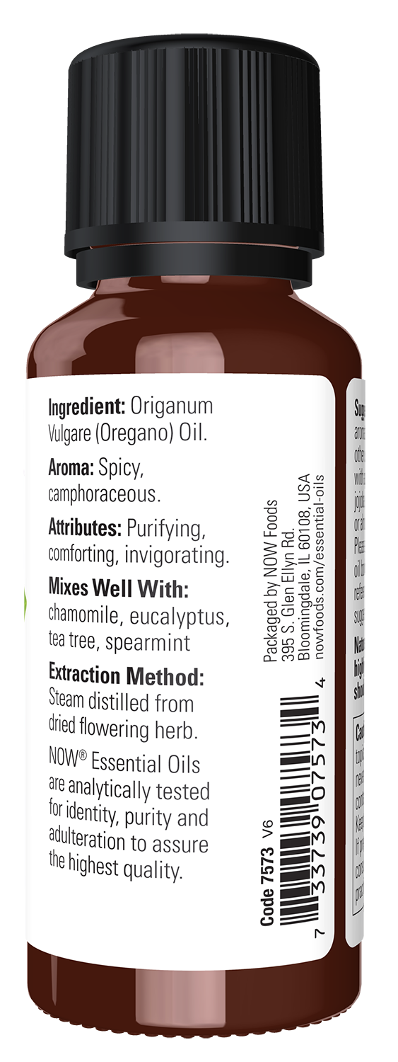 NOW Essential Oils, Oregano Oil, Steam Distilled, Undiluted, 1 fl. oz