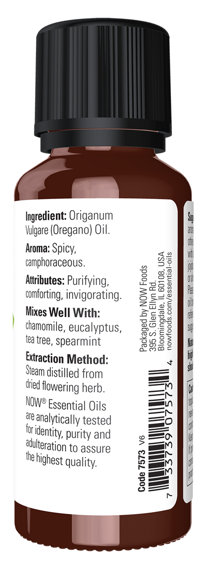 NOW Essential Oils, Oregano Oil, Steam Distilled, Undiluted, 1 fl. oz