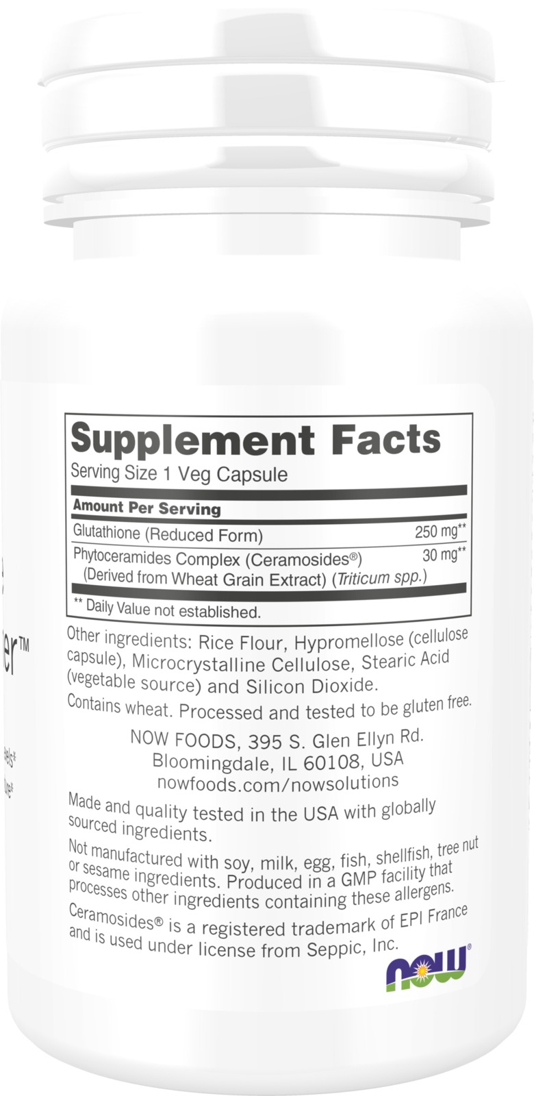 NOW Solutions, Glutathione Skin Brightener with Ceramosides®, 30 Veg Caps