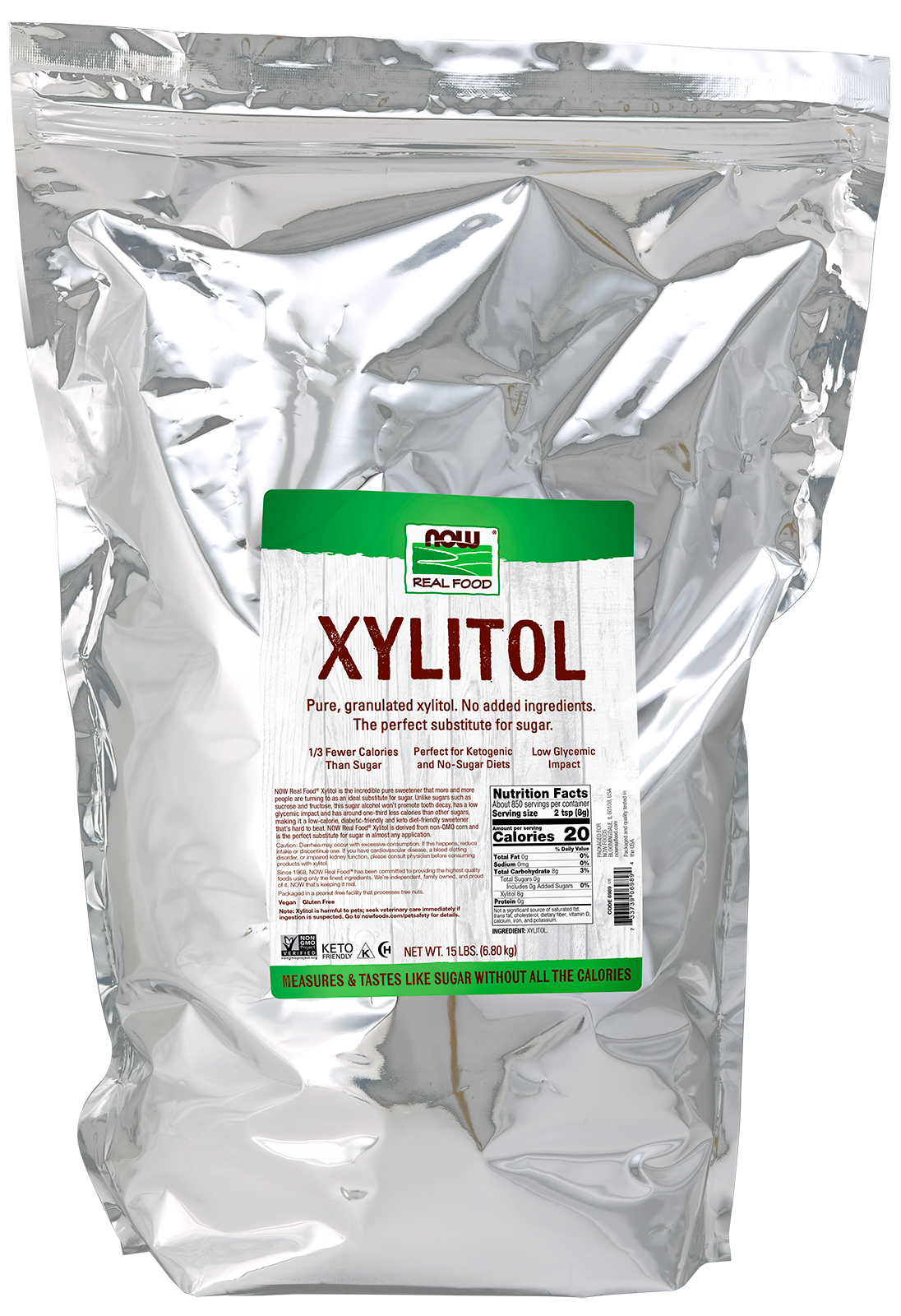 NOW Foods, Xylitol, Sugar Substitute, Keto-Friendly, 15 lbs