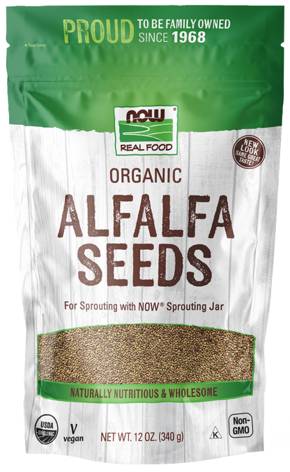 NOW Foods, Organic Alfalfa Seeds For Sprouting, 12 oz