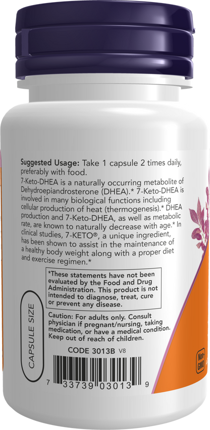 NOW Supplements, 7-Keto (DHEA Acetate-7-one) 100 mg, 60 Veg Caps