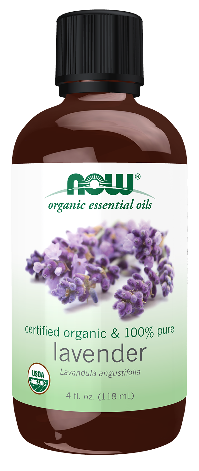 NOW Essential Oils, Organic Lavender Oil, Steam Dist., Undiluted, 4 fl. oz