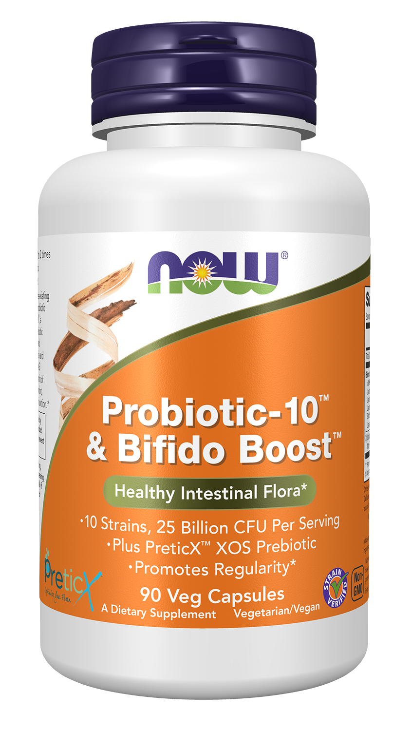 NOW Supplements, Probiotic-10™ & Bifido Boost™ with 10 Strains, 90 Veg Caps