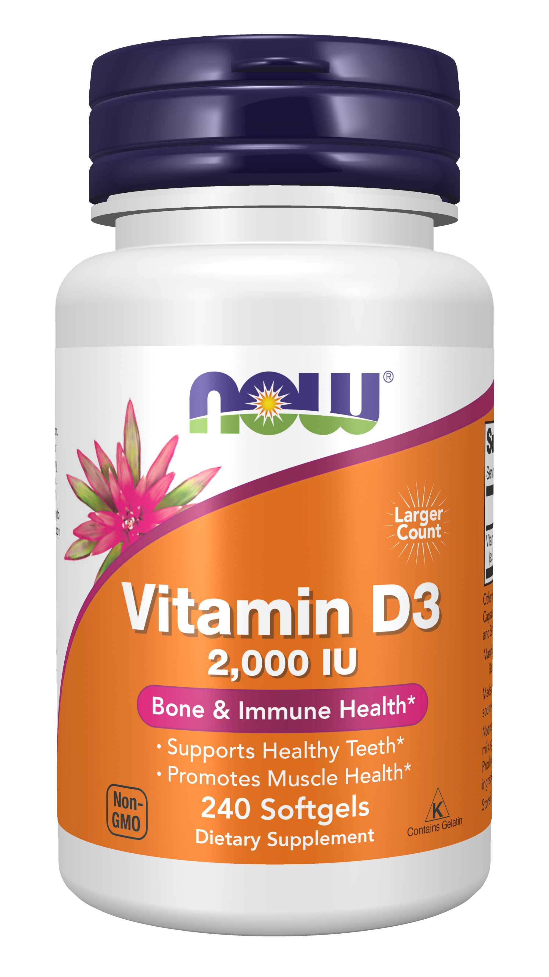 NOW Supplements, Vitamin D-3 2,000 IU, Structural Support*, 240 Softgels