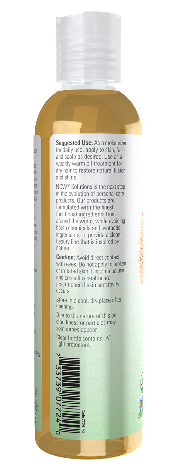 NOW Solutions, Organic Sesame Seed Oil, Moisturizing, 8 fl. oz