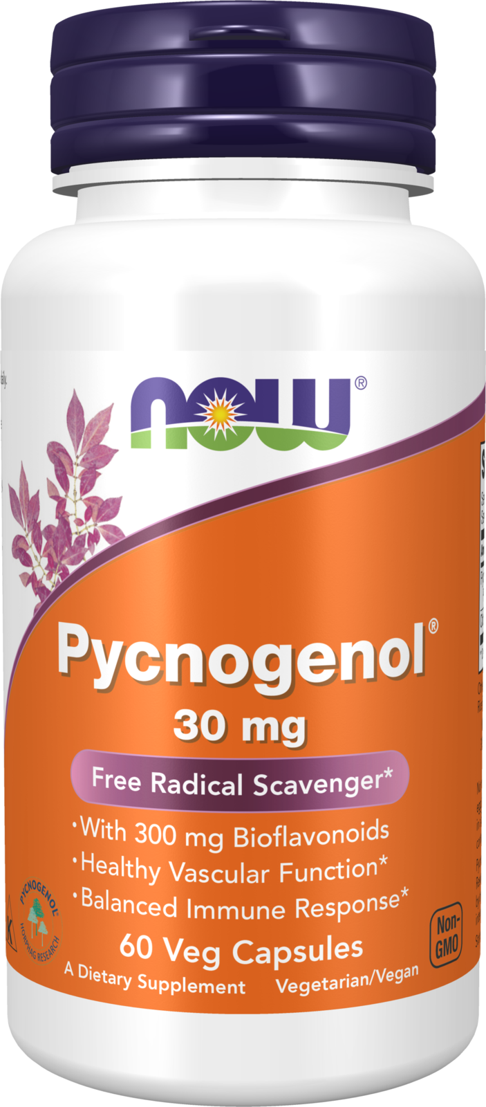 NOW Supplements, Pycnogenol 30 mg with 300 mg Bioflavonoids, 60 Veg Caps