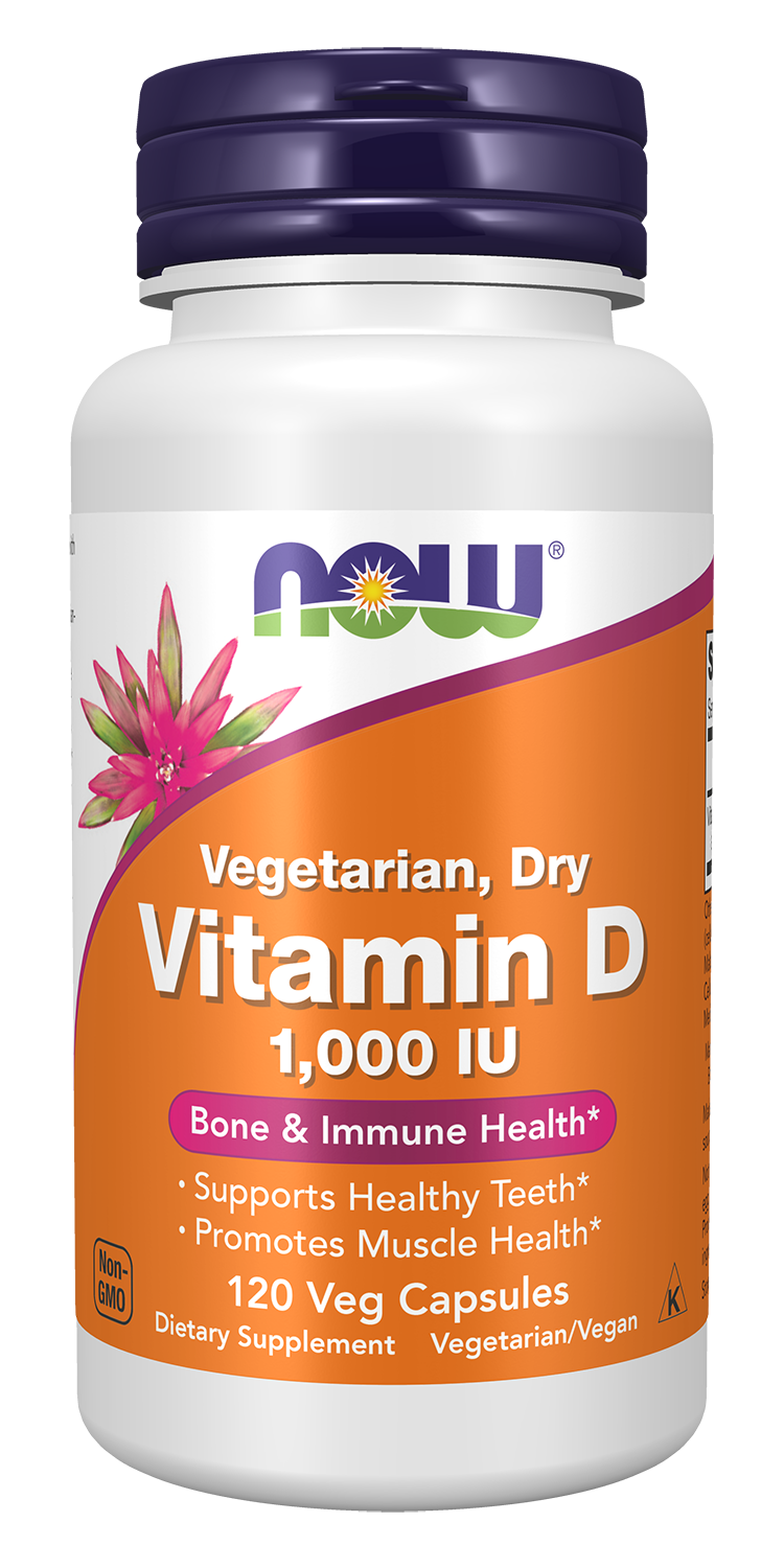NOW Supplements, Vitamin D 1,000 IU Dry, Structural Support*, 120 Veg Caps