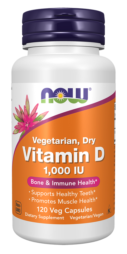 NOW Supplements, Vitamin D 1,000 IU Dry, Structural Support*, 120 Veg Caps