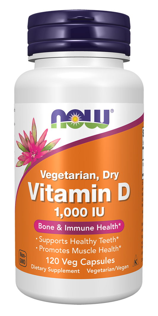 NOW Supplements, Vitamin D 1,000 IU Dry, Structural Support*, 120 Veg Caps