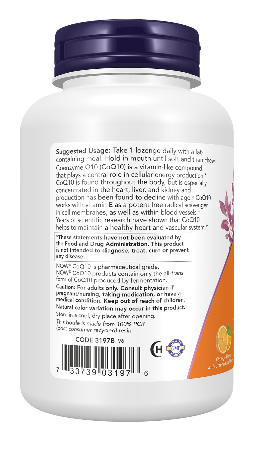 NOW Supplements, CoQ10 200 mg, Pharmaceutical Grade, 90 Lozenges