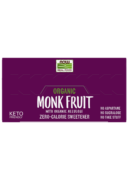 NOW Foods, Organic Monk Fruit, Zero-Calorie Sweetener, Non-GMO, 70 Packets