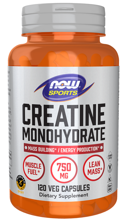 NOW Sports, Creatine Monohydrate 750 mg, Muscel Fuel*, 120 Veg Caps