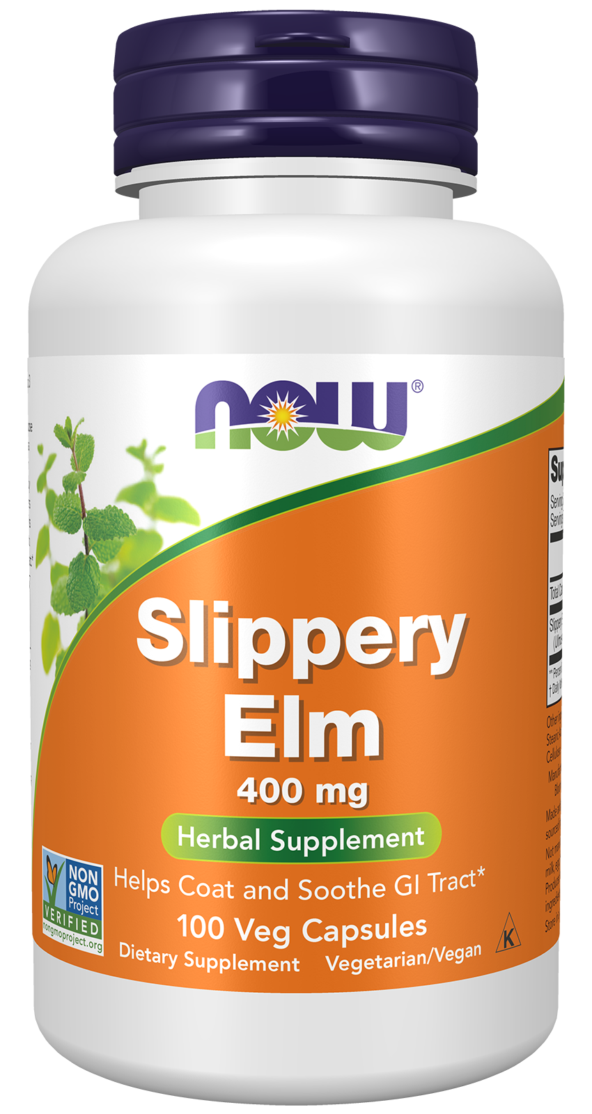 NOW Supplements, Slippery Elm 400 mg, Herbal Supplement, 100 Veg Caps
