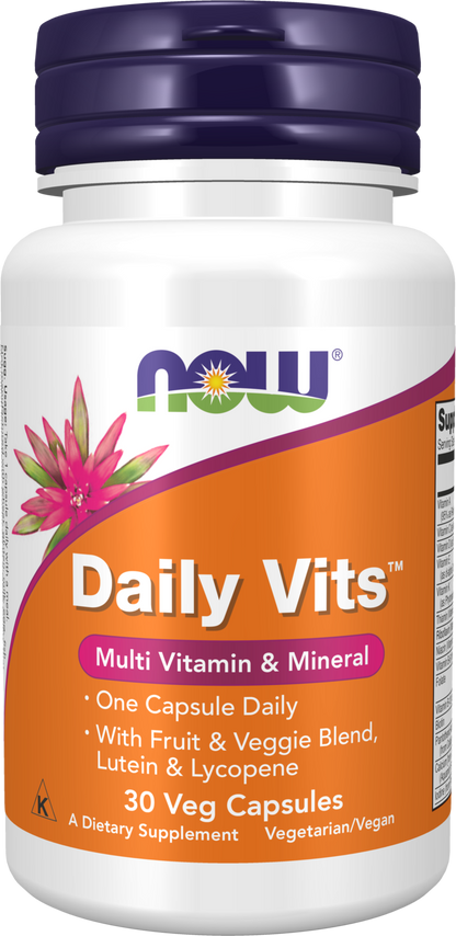 NOW Supplements, Daily Vits™, One Tablet Daily, 30 Veg Caps