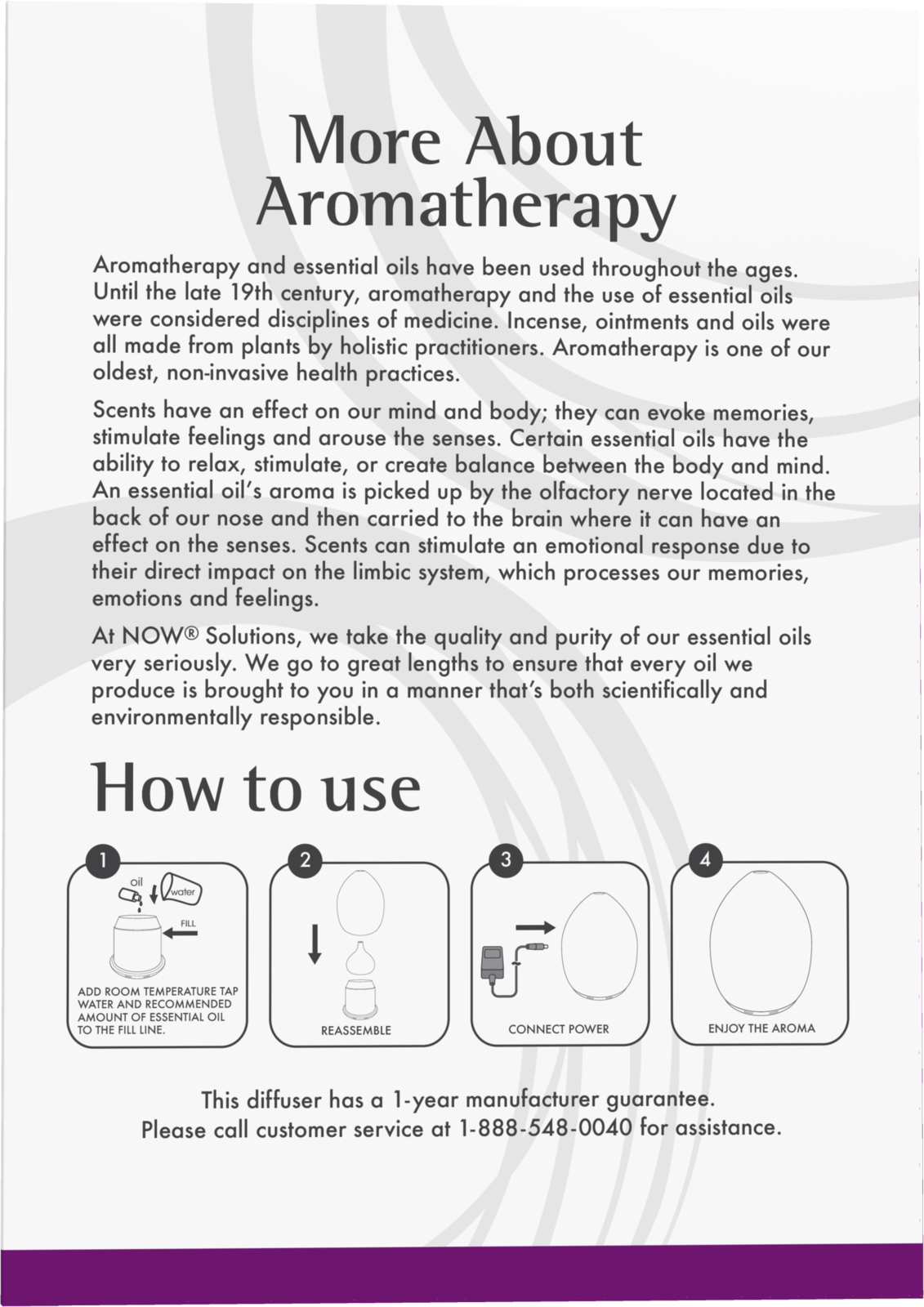NOW Solutions, Ultrasonic USB Glass Swirl Aromatherapy Oil Diffuser