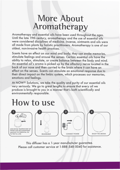 NOW Solutions, Ultrasonic USB Glass Swirl Aromatherapy Oil Diffuser