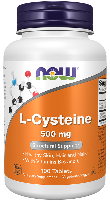 NOW Supplements, L-Cysteine 500 mg with Vitamins B-6 and C, 100 Tabs