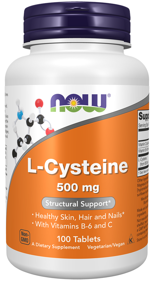 NOW Supplements, L-Cysteine 500 mg with Vitamins B-6 and C, 100 Tabs