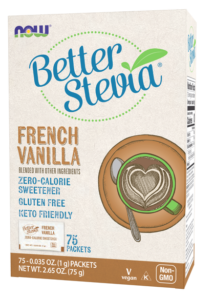 NOW BetterStevia® French Vanilla Zero-Calorie, 75 Packets