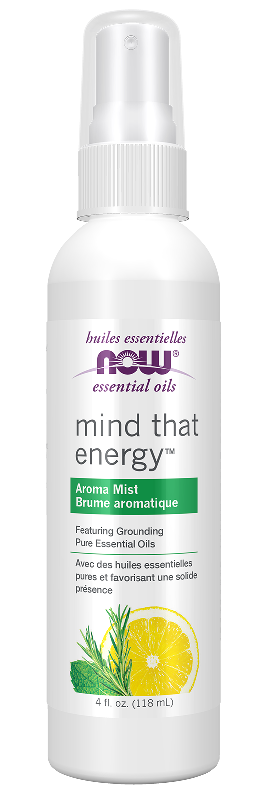 NOW Essential Oils, Mind That Energy™ Grounding Aroma Mist, 4 fl. oz.