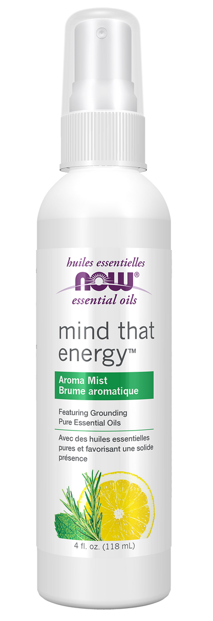 NOW Essential Oils, Mind That Energy™ Grounding Aroma Mist, 4 fl. oz.