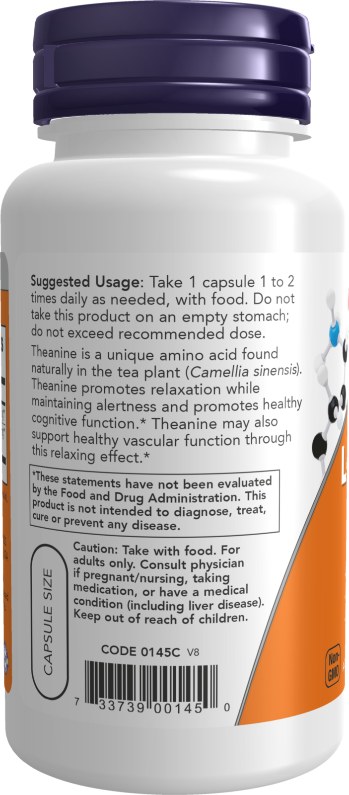NOW Supplements, L-Theanine 100 mg with Decaf Green Tea, 90 Veg Caps