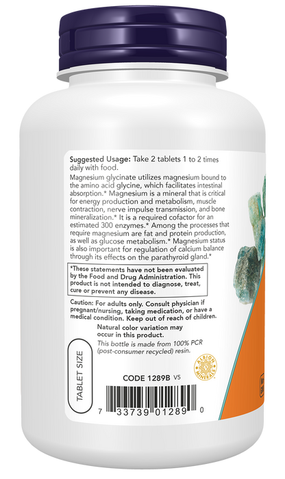 NOW Supplements, Magnesium Glycinate 100 mg, 180 Tabs
