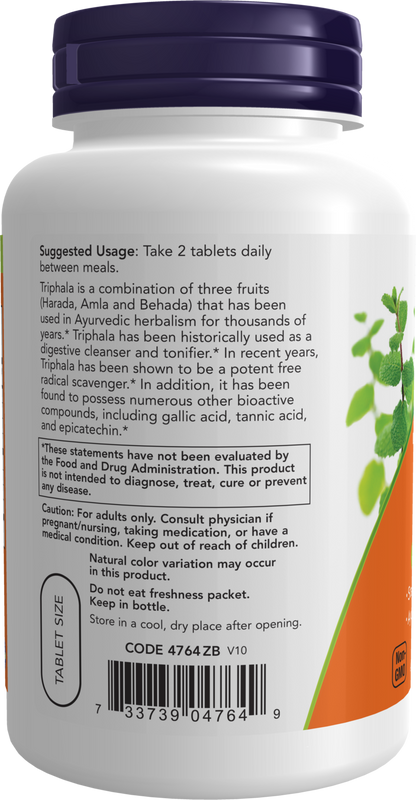 NOW Supplements, Triphala 500 mg, Combo of Harada, Amla & Behada, 120 Tabs