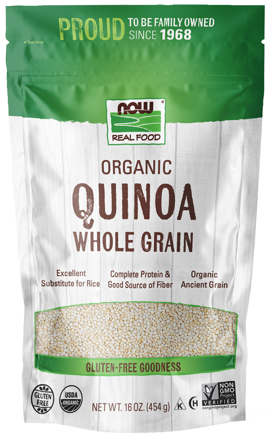 NOW Foods, Organic Quinoa Whole Grain, Gluten-Free, Ancient Grain, 16 oz