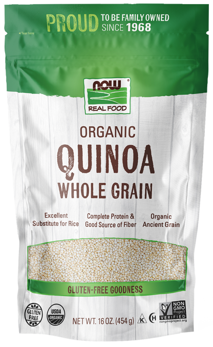 NOW Foods, Organic Quinoa Whole Grain, Gluten-Free, Ancient Grain, 16 oz