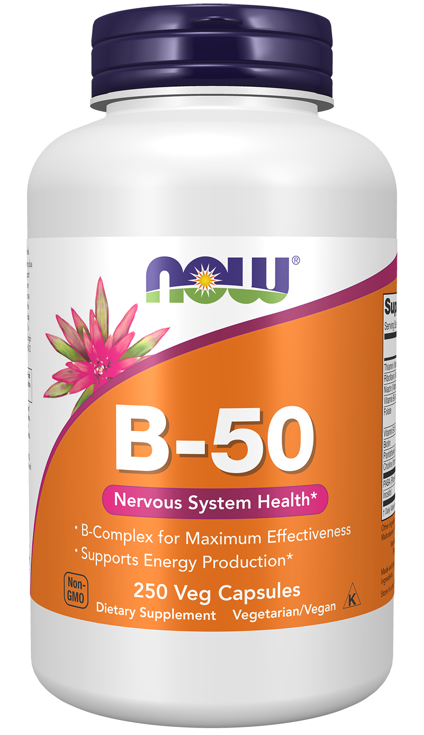 NOW Supplements, Vitamin B-50 mg, Nervous System Health*, 250 Veg Caps
