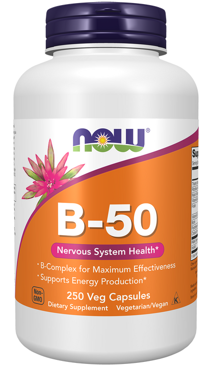 NOW Supplements, Vitamin B-50 mg, Nervous System Health*, 250 Veg Caps