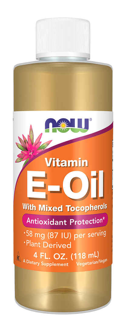 NOW Supplements, Vitamin E-Oil plus Mixed Tocopherols,  4-oz