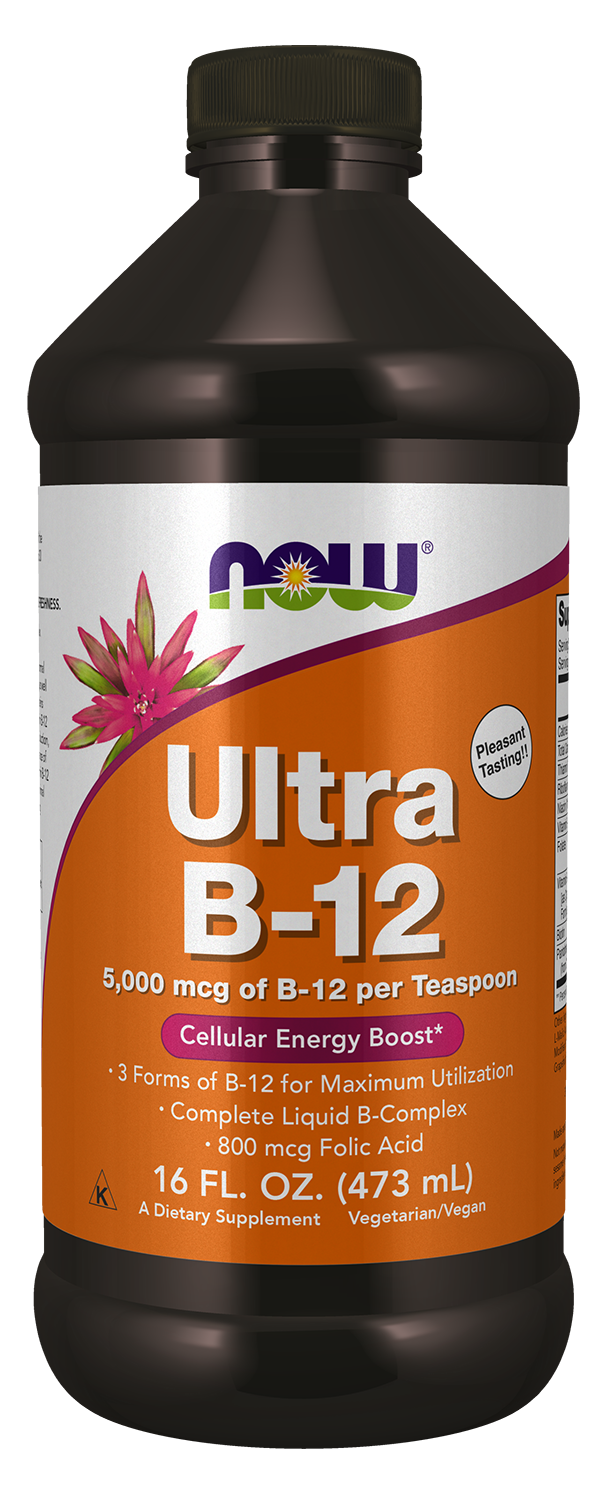 NOW Supplements, Ultra B-12, Liquid, 800 mcg Folic Acid, 16 oz