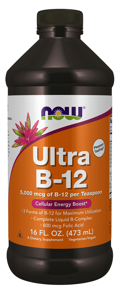 NOW Supplements, Ultra B-12, Liquid, 800 mcg Folic Acid, 16 oz