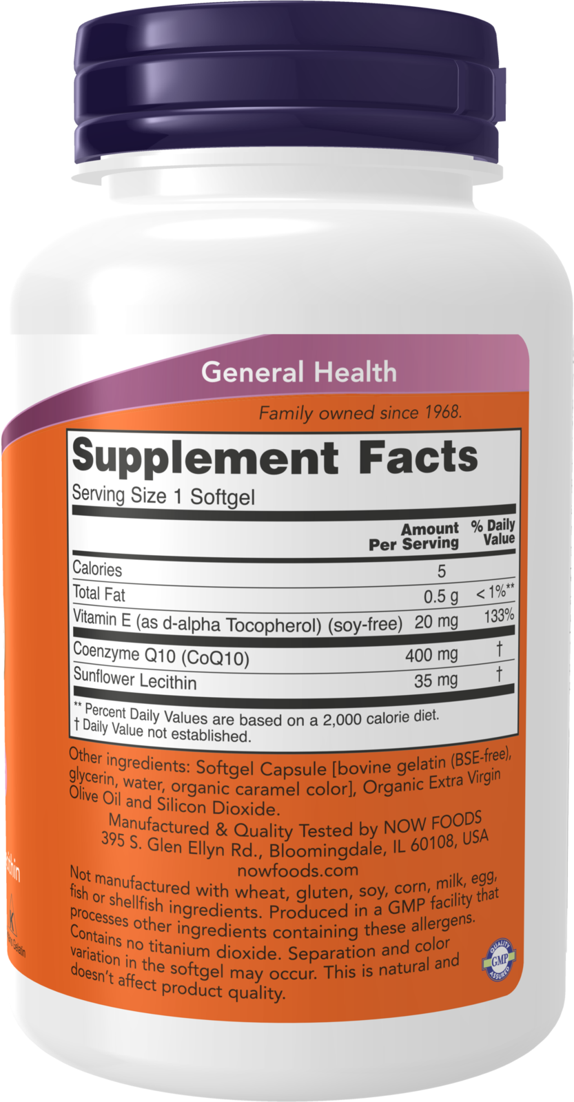NOW Supplements, CoQ10 400 mg, Pharmaceutical Grade, 60 Softgels