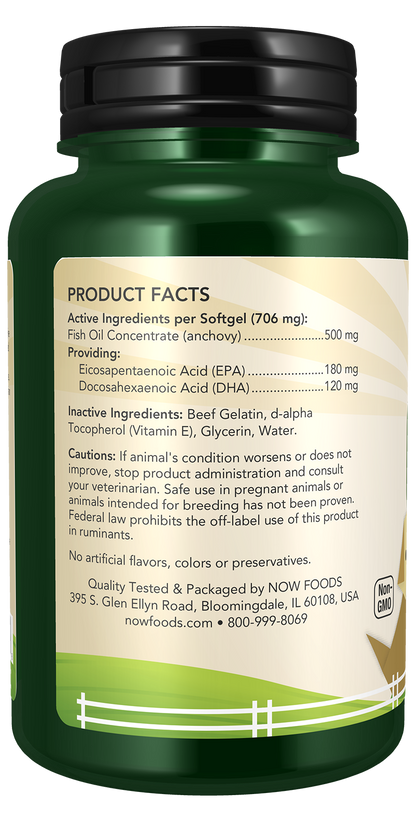 NOW Pet Health, Omega 3 Mini Gels Supplement, Cats & Dogs, 150 Softgels