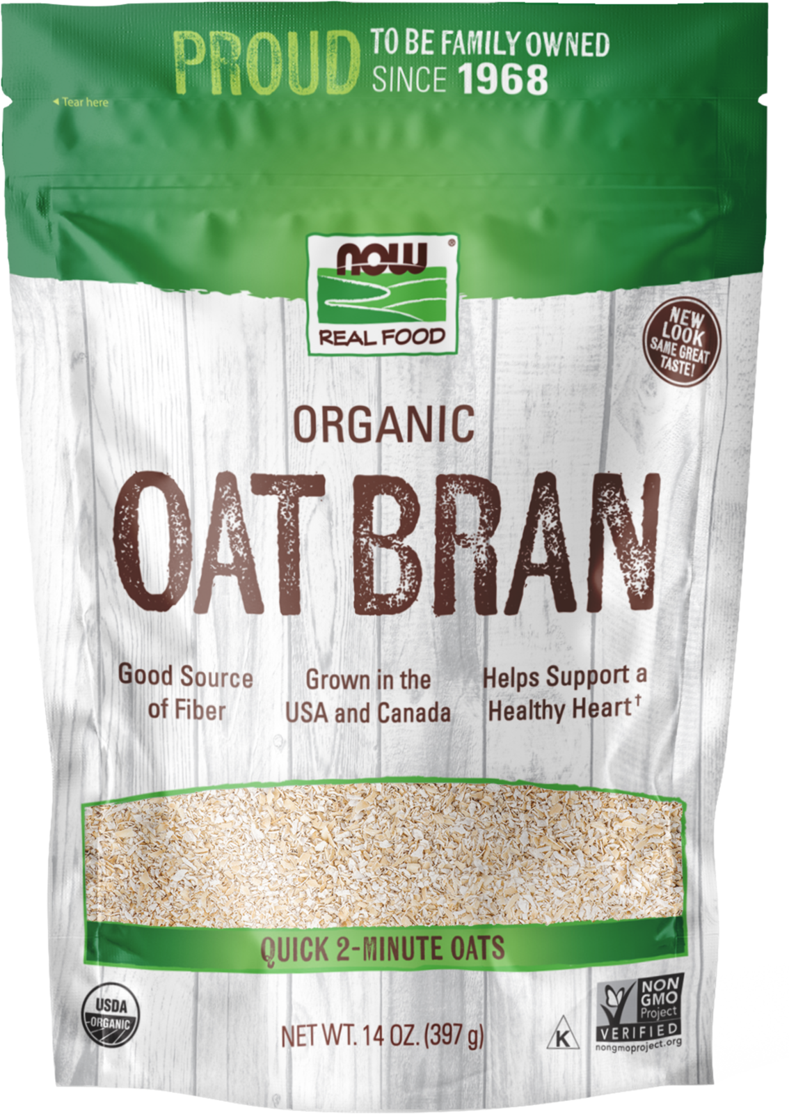 NOW Foods, Organic Oat Bran, Good Source of Fiber, 14 oz