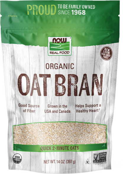 NOW Foods, Organic Oat Bran, Good Source of Fiber, 14 oz