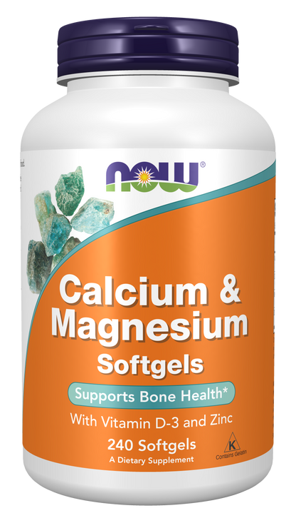 NOW Supplements, Calcium & Magnesium with Vitamin D-3 and Zinc, Supports Bone Health*, 240 Softgels