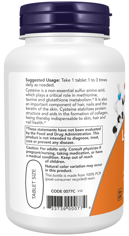NOW Supplements, L-Cysteine 500 mg with Vitamins B-6 and C, 100 Tabs