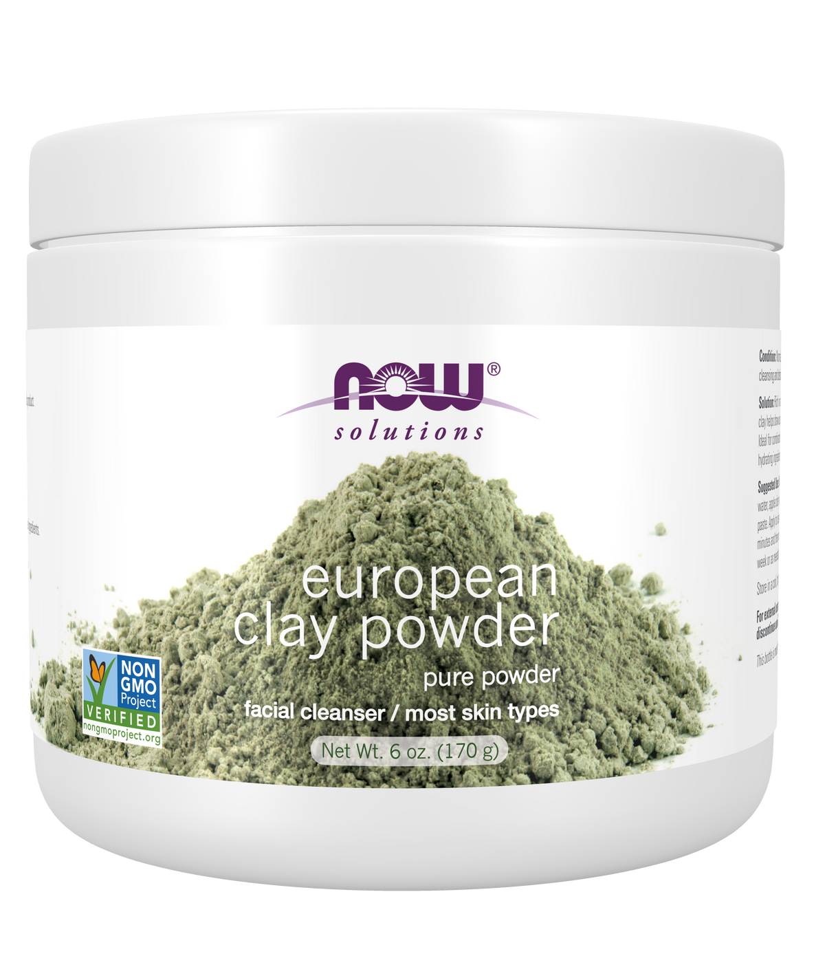 NOW Solutions, European Clay Powder, Facial Cleansing Mask, 6 oz