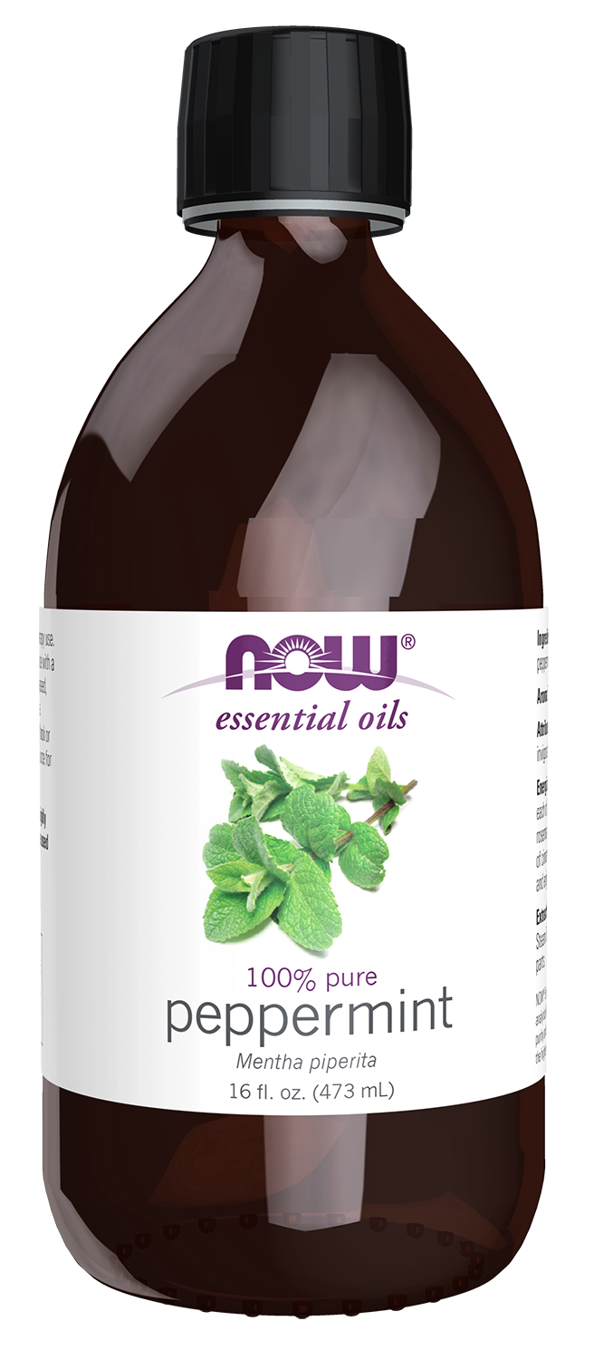 NOW Essential Oils, Peppermint Oil, Steam Distilled, Undiluted, 16 fl. oz