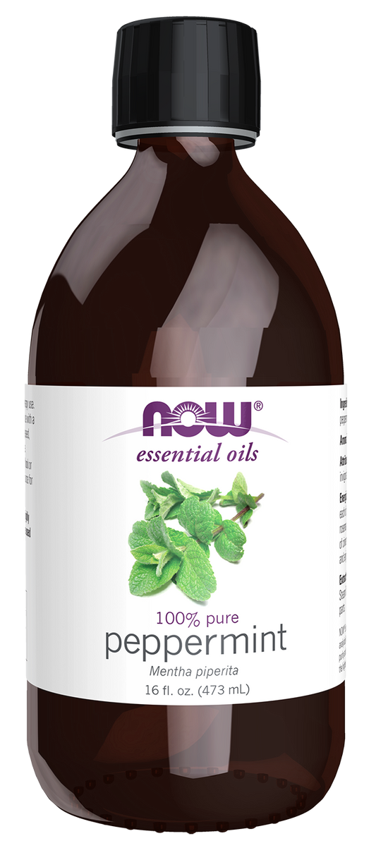 NOW Essential Oils, Peppermint Oil, Steam Distilled, Undiluted, 16 fl. oz