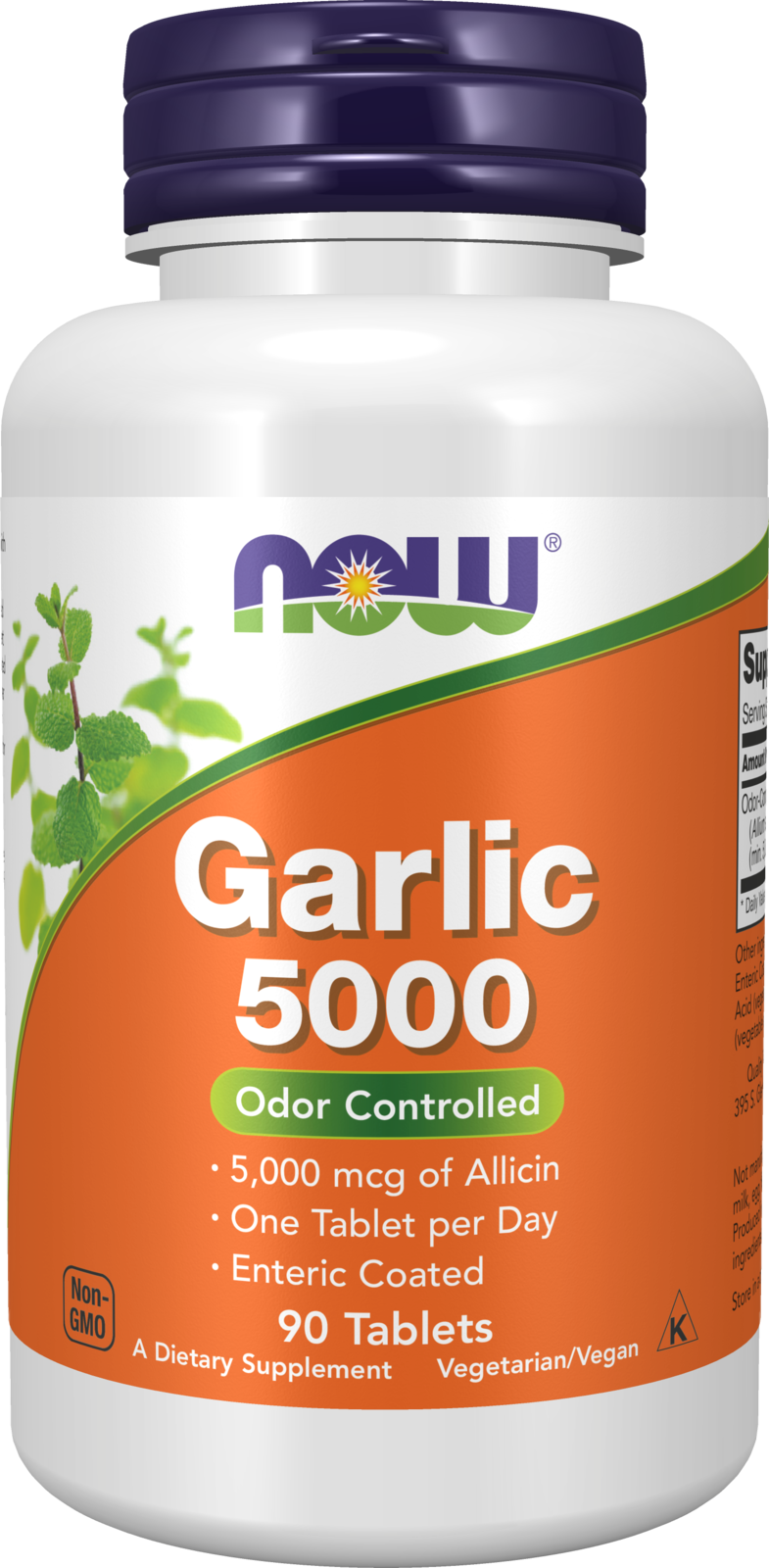 NOW Supplements, Garlic 5,000, Enteric Coated, Odor Controlled, 90 Tabs